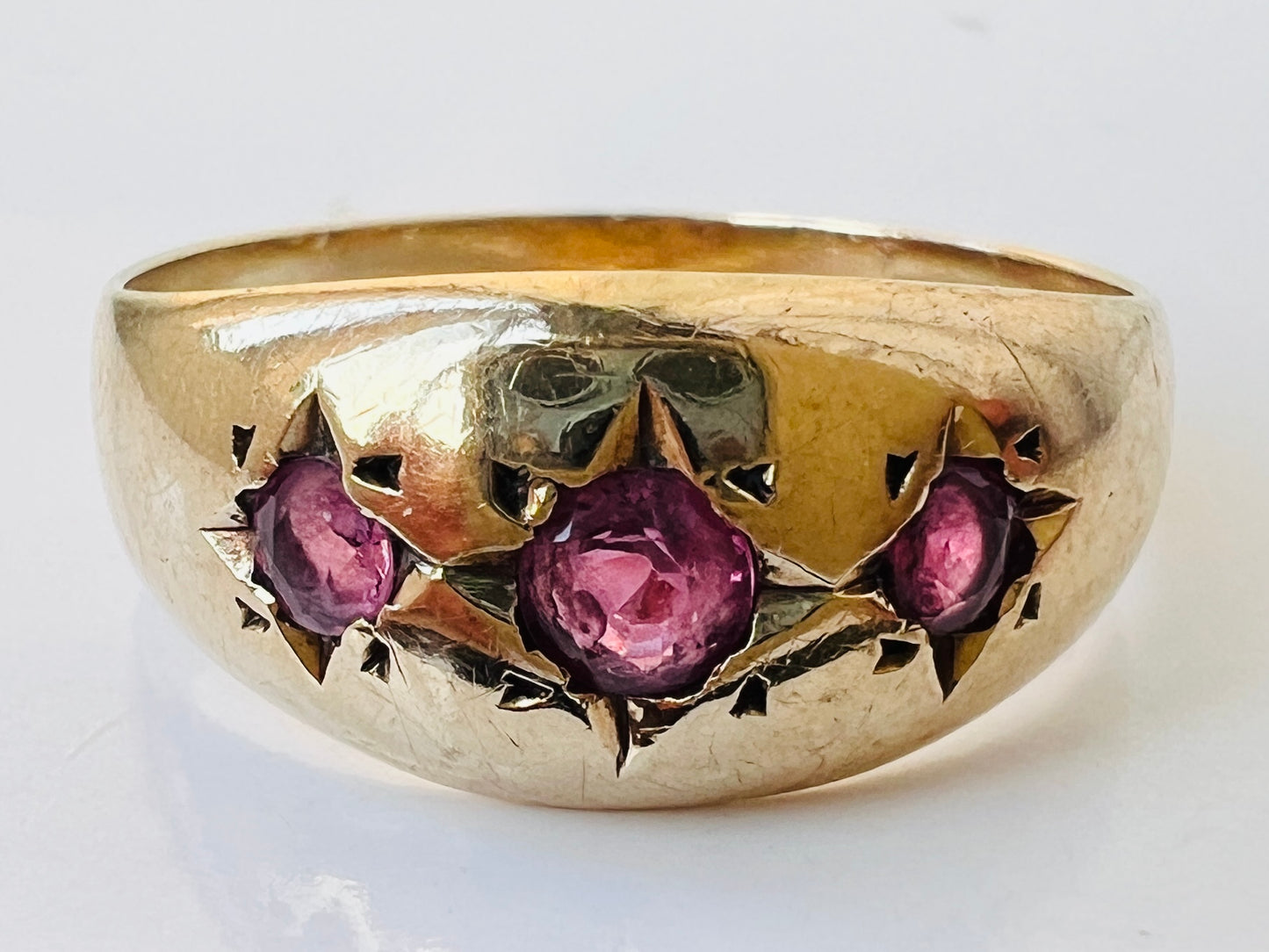 Vintage 9ct Gold Ruby Starburst Ring