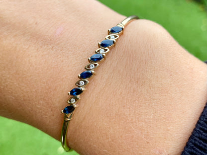 9ct Gold Sapphire & Diamond Bangle