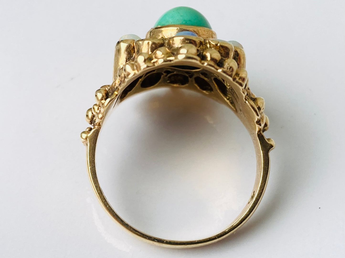 Vintage 9ct Gold Turquoise, Opal & Garnet Ring