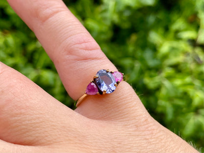 9ct Gold Iolite & Pink Sapphire Ring