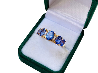 9ct Gold Tanzanite & White Sapphire Ring