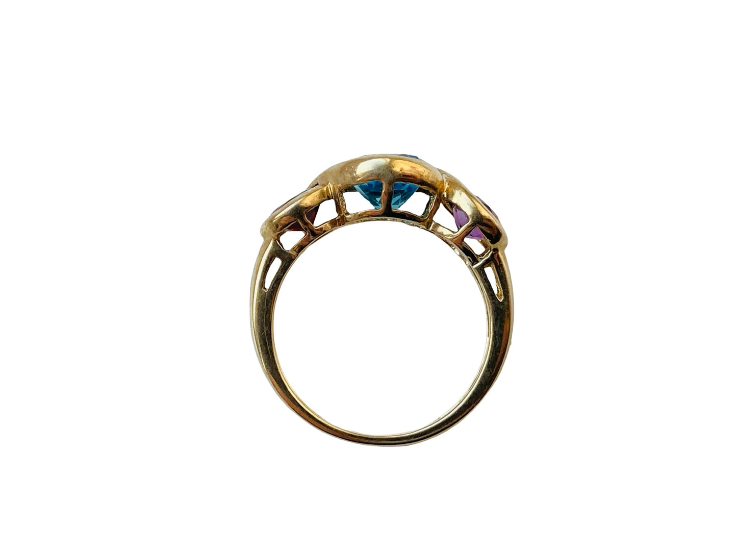 9ct Gold Topaz, Amethyst & Garnet Ring