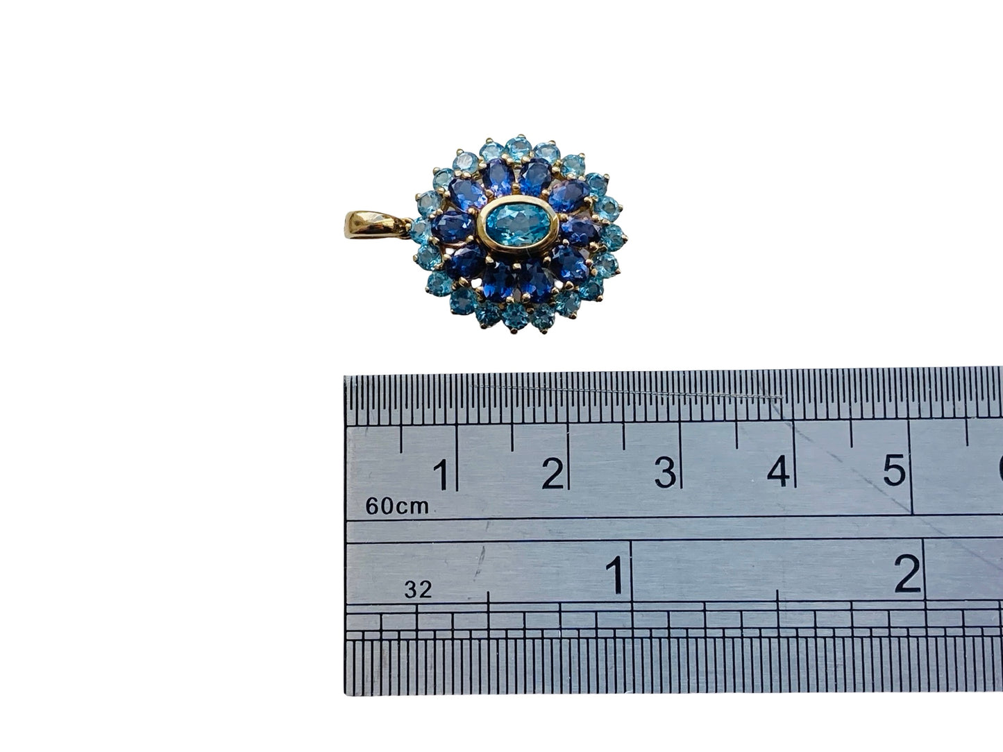 9ct Gold Topaz & Tanzanite Pendant