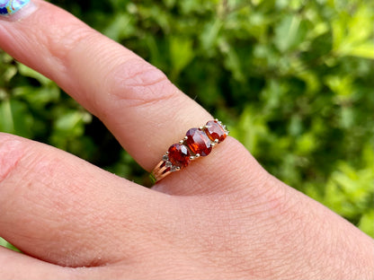 9ct Gold Spessartite Garnet & Zircon Ring