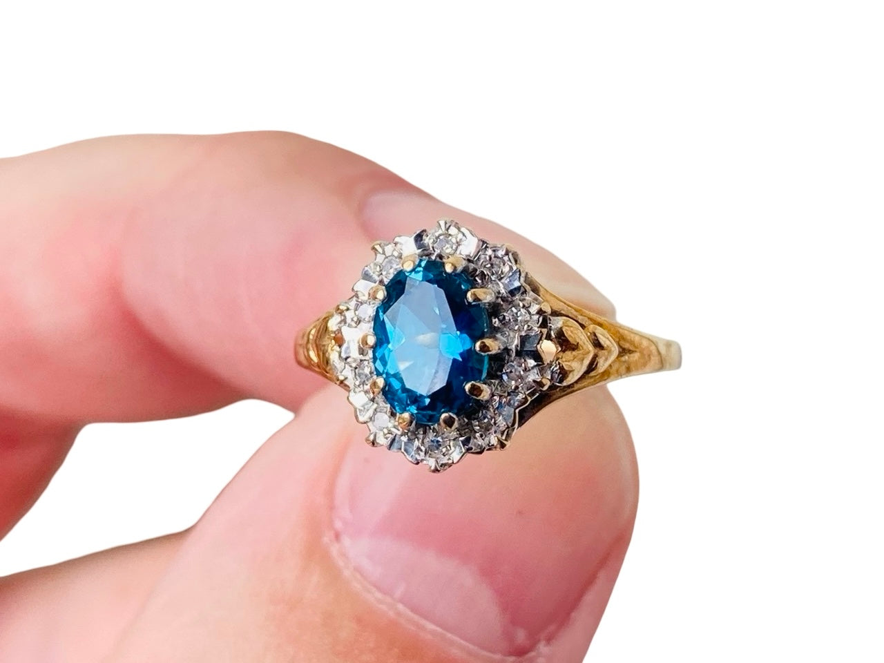 9ct Gold Topaz & Diamond Ring