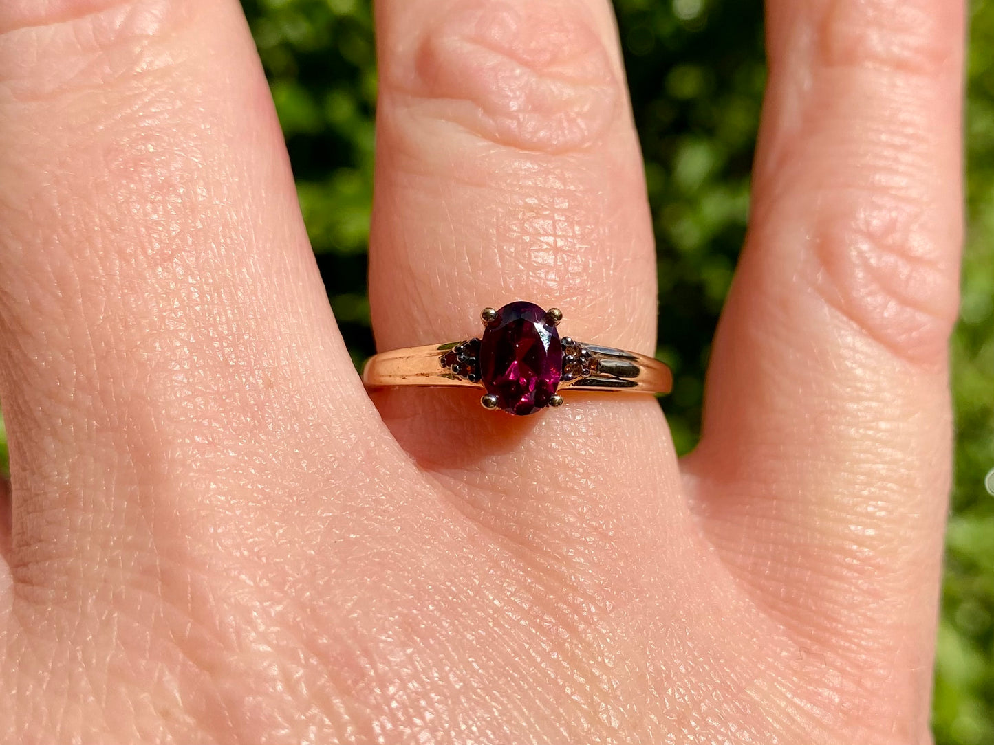9ct Gold Garnet & Orange Diamond Ring
