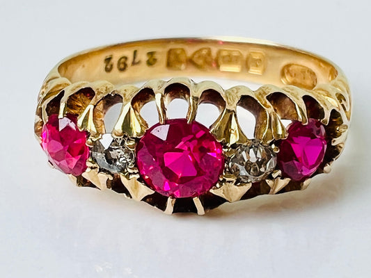 Antique 18ct Gold Ruby & Diamond Ring