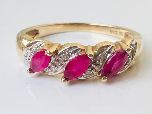 9ct Gold Ruby & Diamond Ring