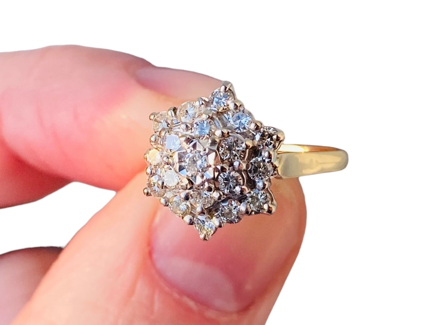 Vintage 18ct Gold Diamond Cluster Ring