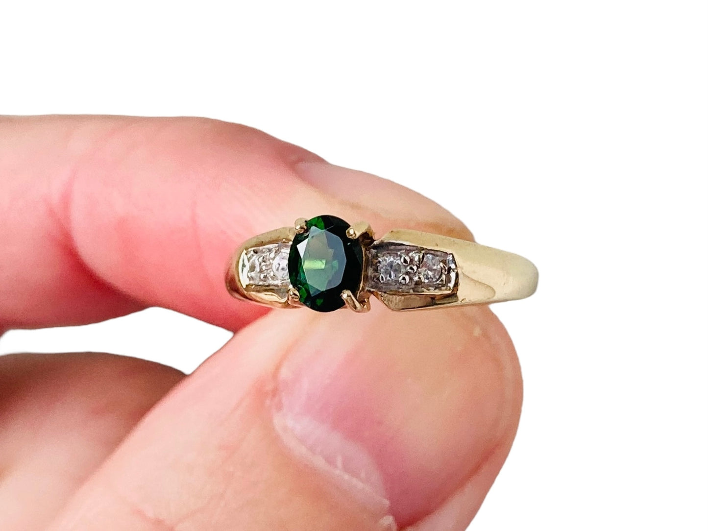 9ct Gold Diopside & Zircon Ring