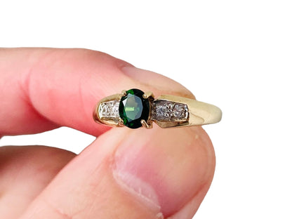 9ct Gold Diopside & Zircon Ring