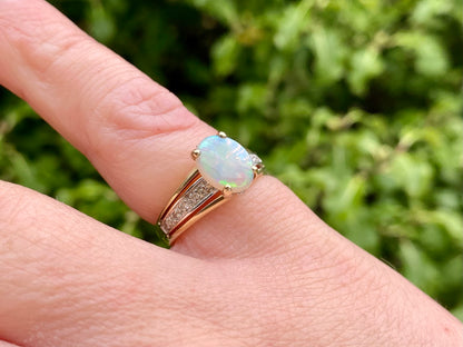 9ct Gold Opal & Diamond Ring