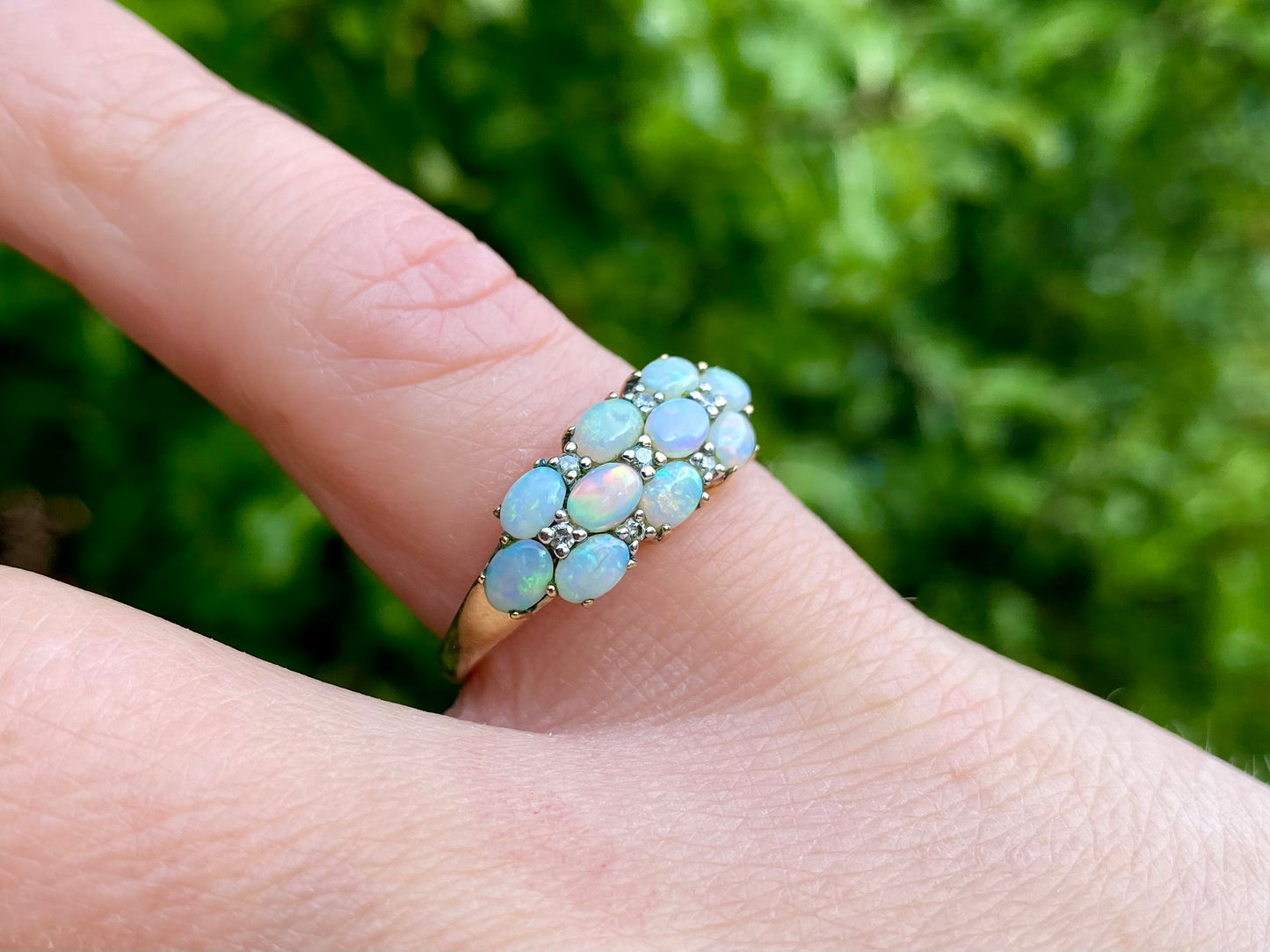 9ct Gold Opal & Diamond Ring
