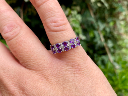 9ct Gold Amethyst & Diamond Ring