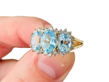 9ct Gold Topaz & Diamond Ring