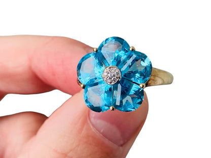9ct Gold Topaz & Diamond Ring