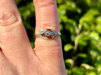 Antique 18ct Gold Three-Stone Diamond Heart Ring