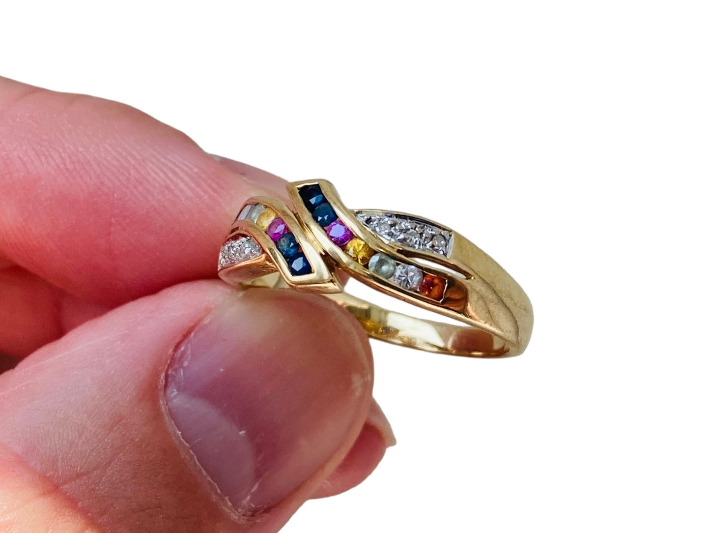 9ct Gold Multi Sapphire & Diamond Ring