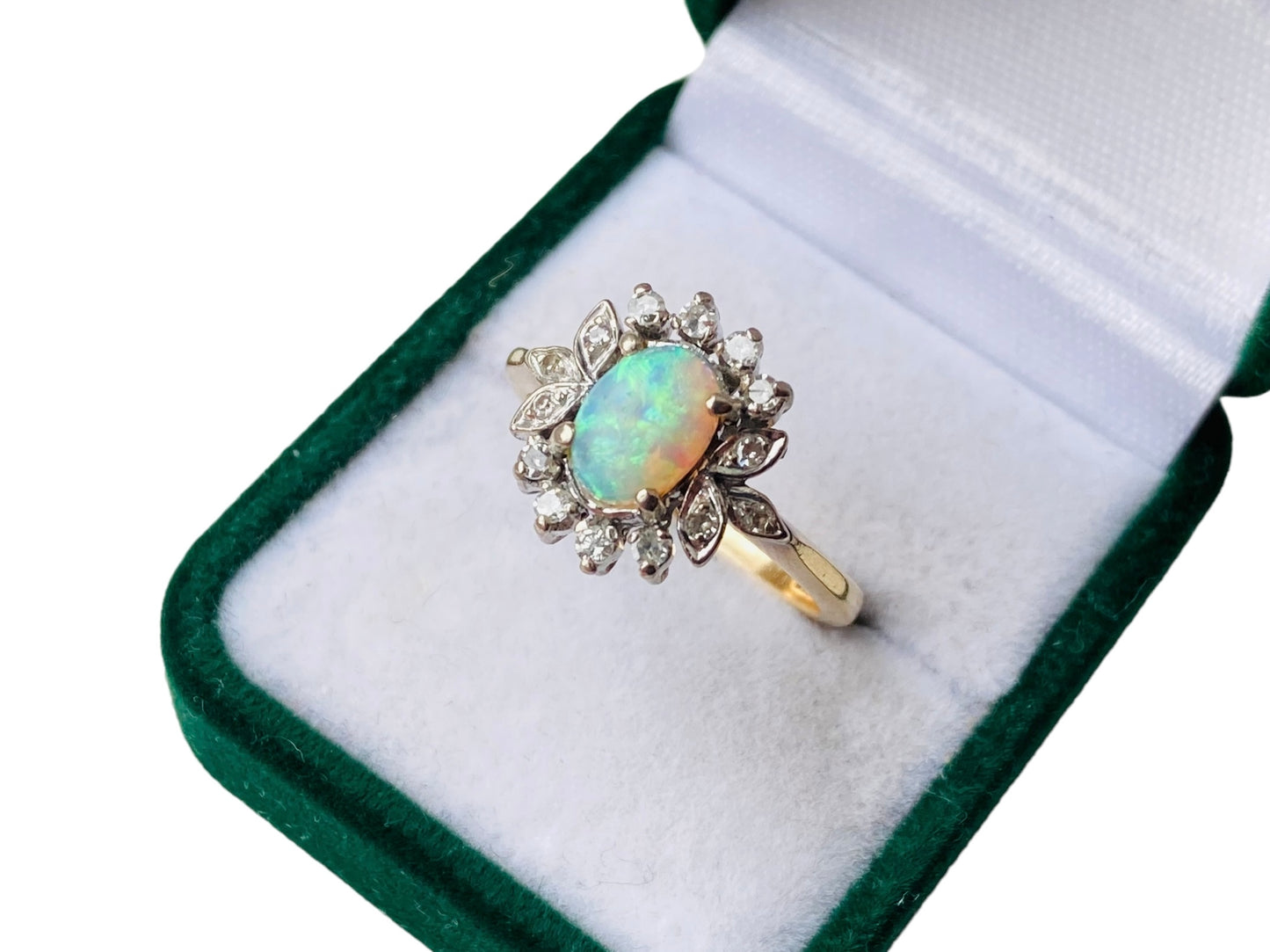 18ct Gold Opal & Diamond Ring