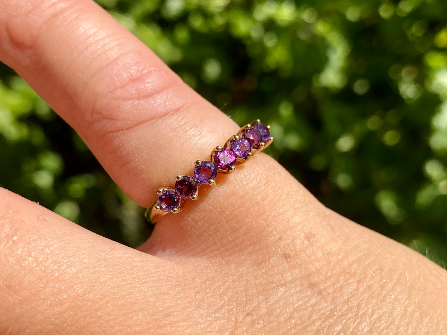9ct Gold Rhodolite Garnet & Amethyst Ring