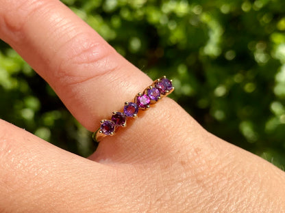 9ct Gold Rhodolite Garnet & Amethyst Ring