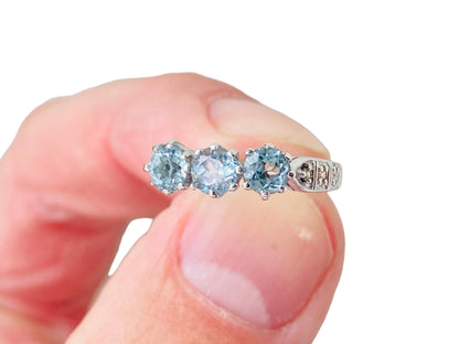 9ct Gold Sky Blue Topaz & Diamond Ring