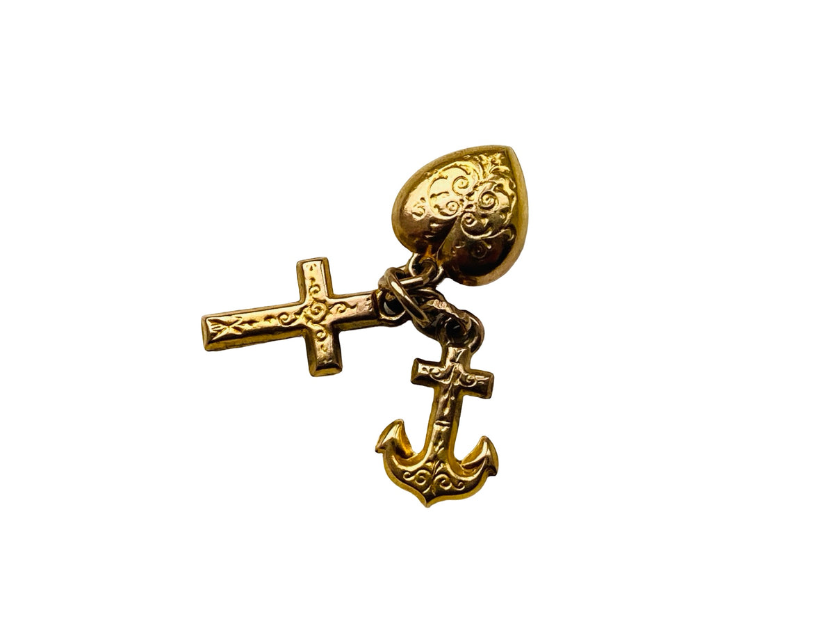 Vintage 9ct Gold Faith, Hope & Charity Pendant or Charm