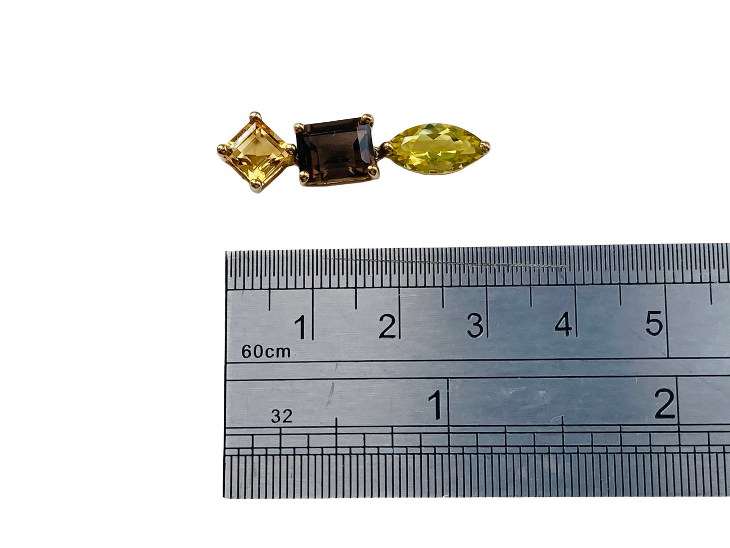 9ct Gold Peridot, Citrine & Quartz Pendant