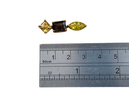 9ct Gold Peridot, Citrine & Quartz Pendant