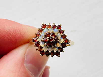 9ct Gold Opal & Garnet Ring