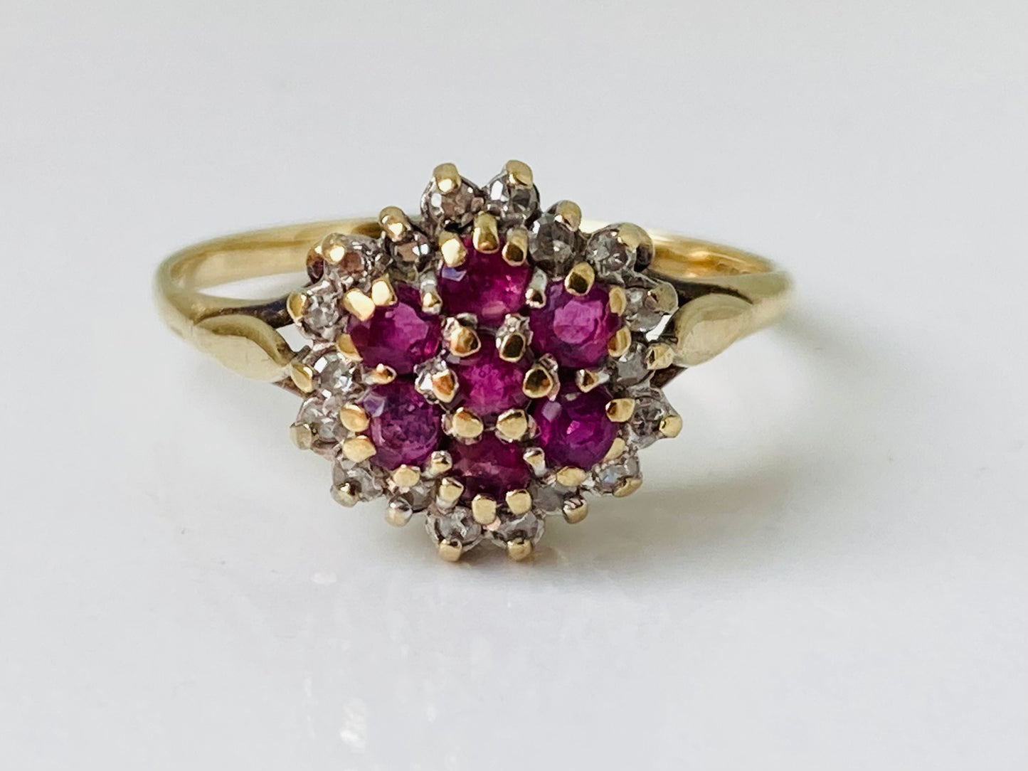 Vintage 9ct Gold Ruby & Diamond Ring