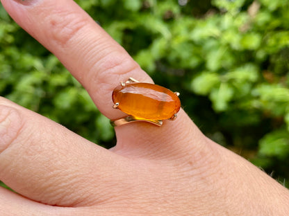 Vintage 9ct Gold Amber Ring