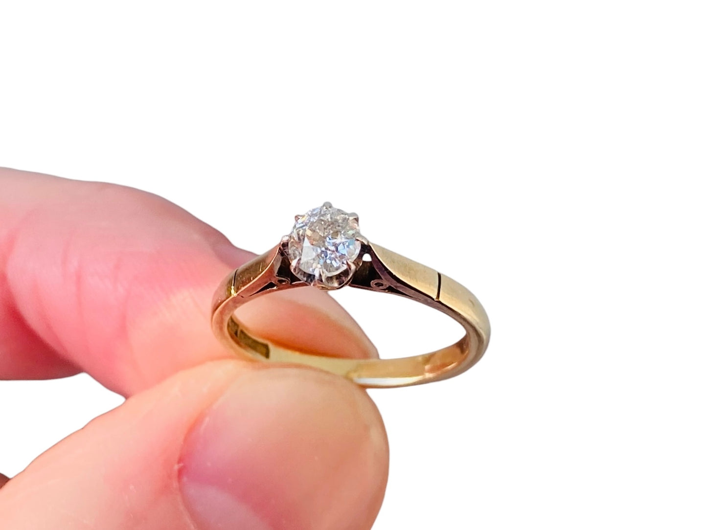 Antique 18ct Gold Old-Cut Diamond Solitaire Ring