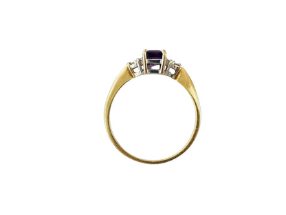 9ct Gold Amethyst & Diamond Ring