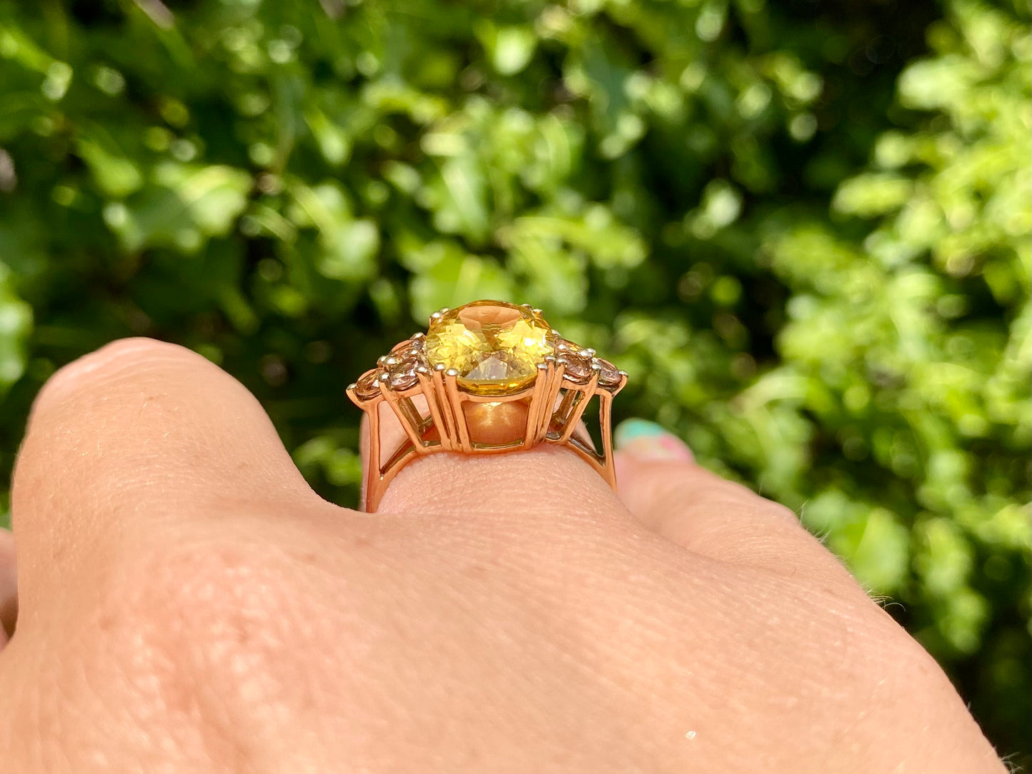 9ct Gold Citrine & Zircon Ring