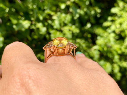 9ct Gold Citrine & Zircon Ring