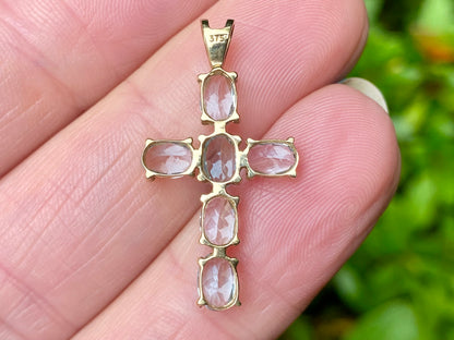 9ct Gold Topaz Cross Pendant