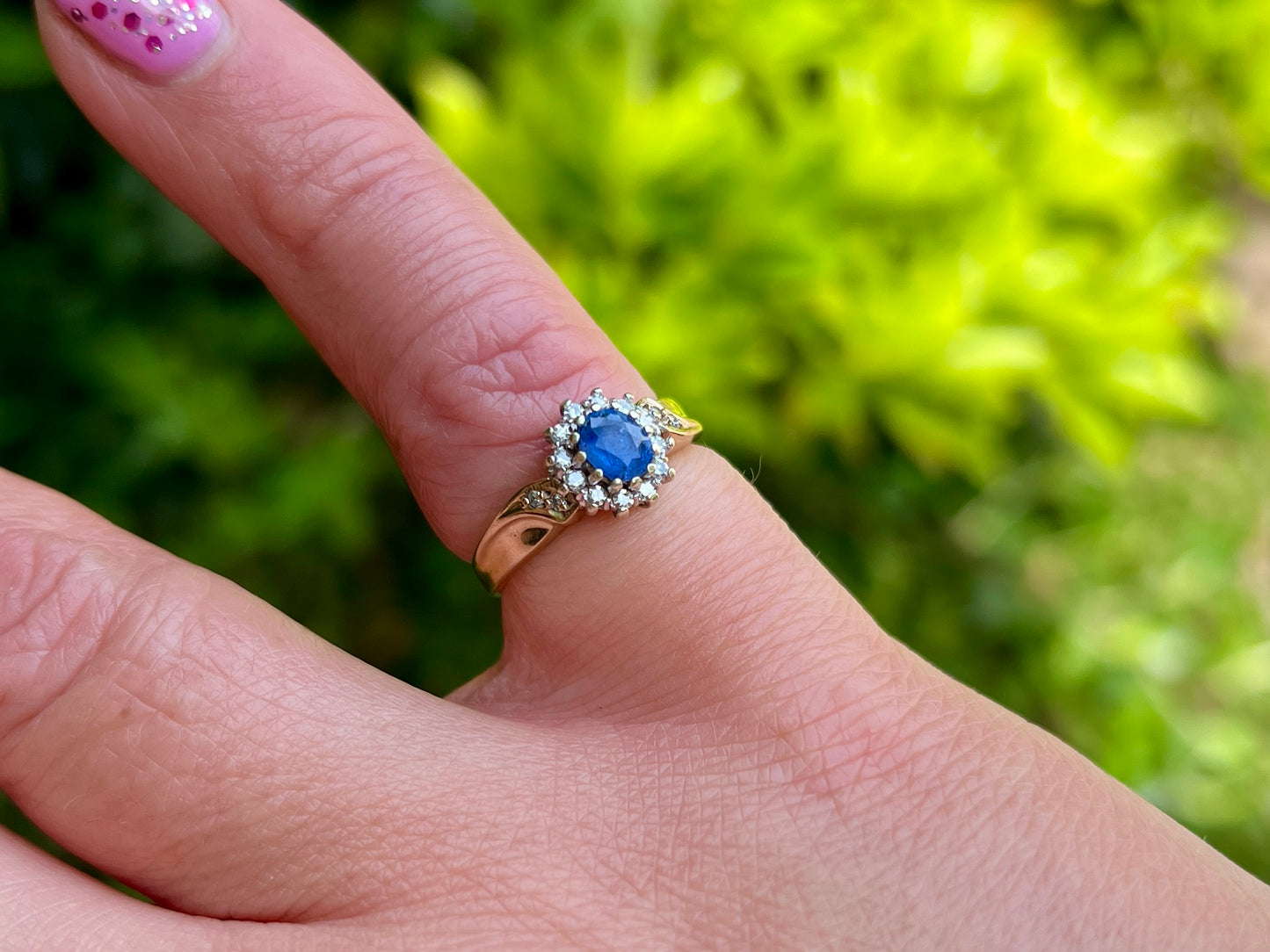 Vintage 9ct Gold Sapphire & Diamond Ring