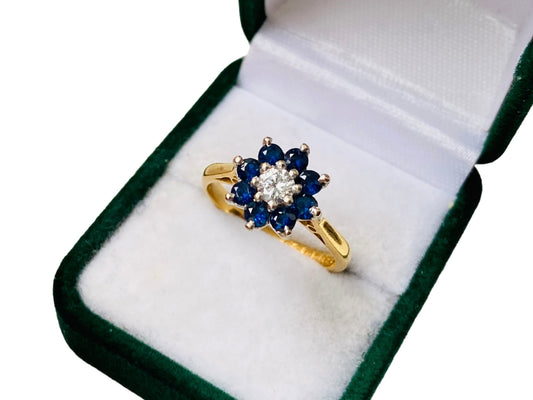 Vintage 18ct Gold Sapphire & Diamond Ring