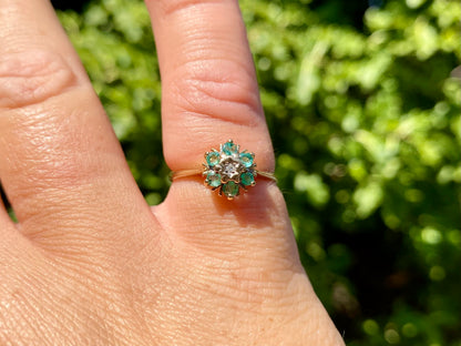9ct Gold Emerald & Diamond Ring