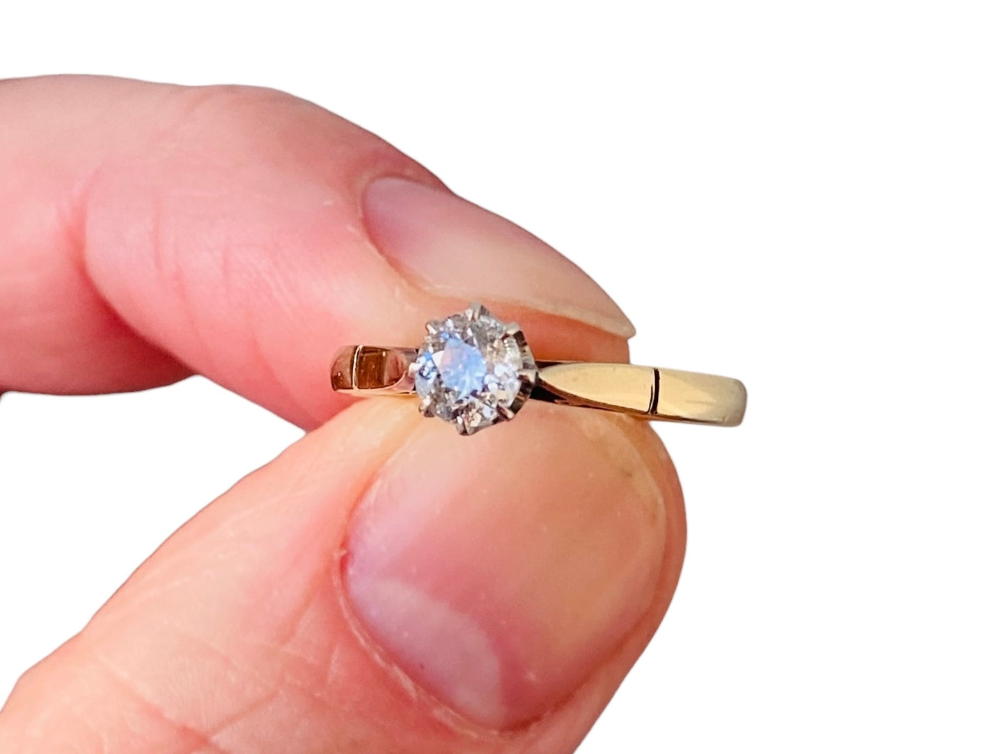 Antique 18ct Gold Old-Cut Diamond Solitaire Ring