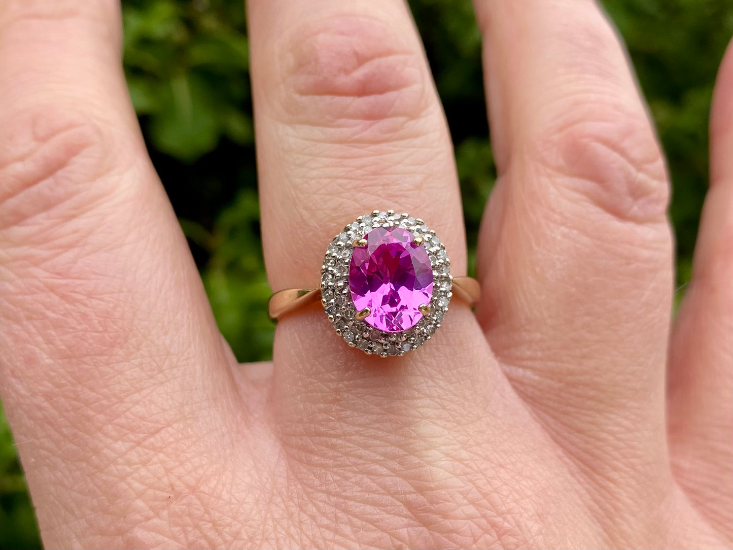 9ct Gold Pink Sapphire & Diamond Ring