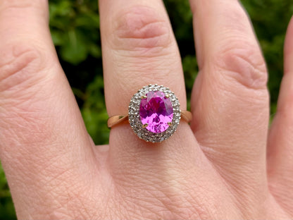 9ct Gold Pink Sapphire & Diamond Ring