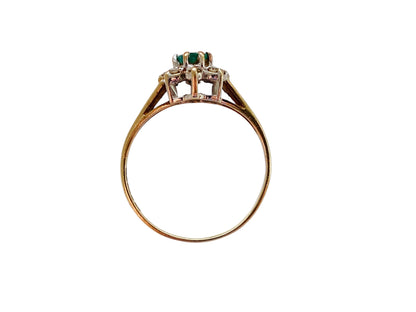 Vintage 9ct Gold Emerald & Diamond Ring