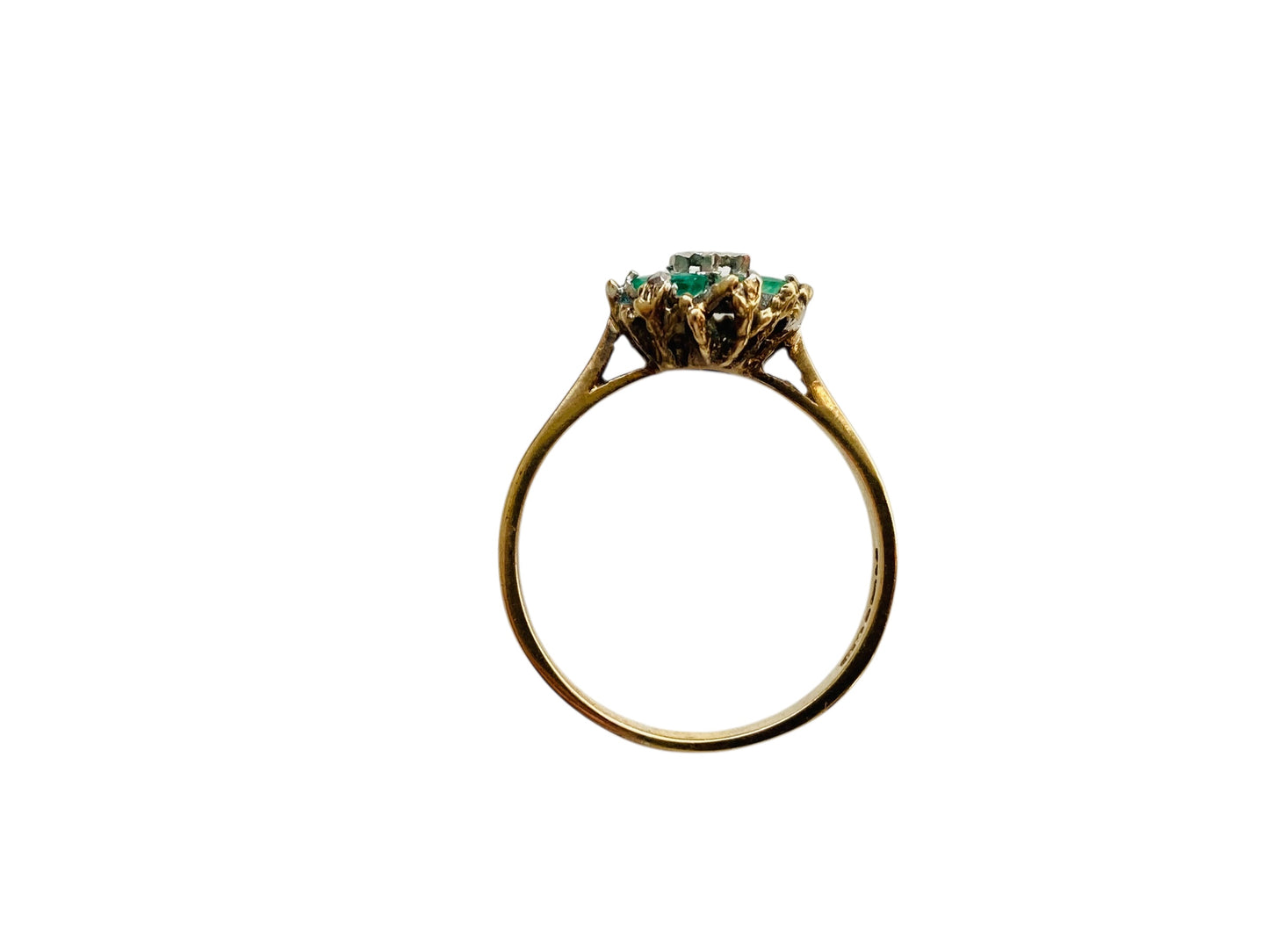 Vintage 9ct Gold Emerald & Diamond Ring