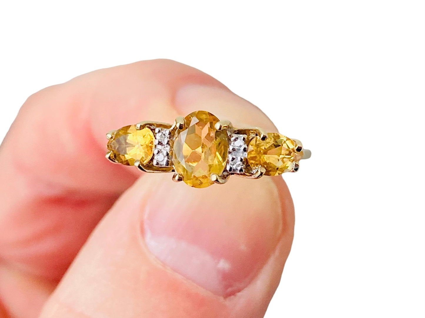 9ct Gold Citrine & Diamond Ring