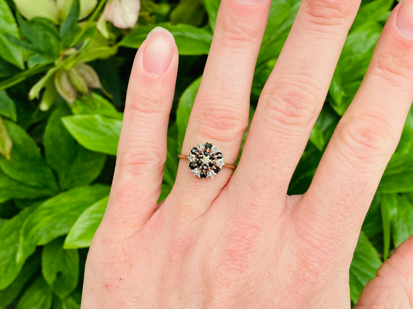 9ct Gold Sapphire & Diamond Cluster Ring