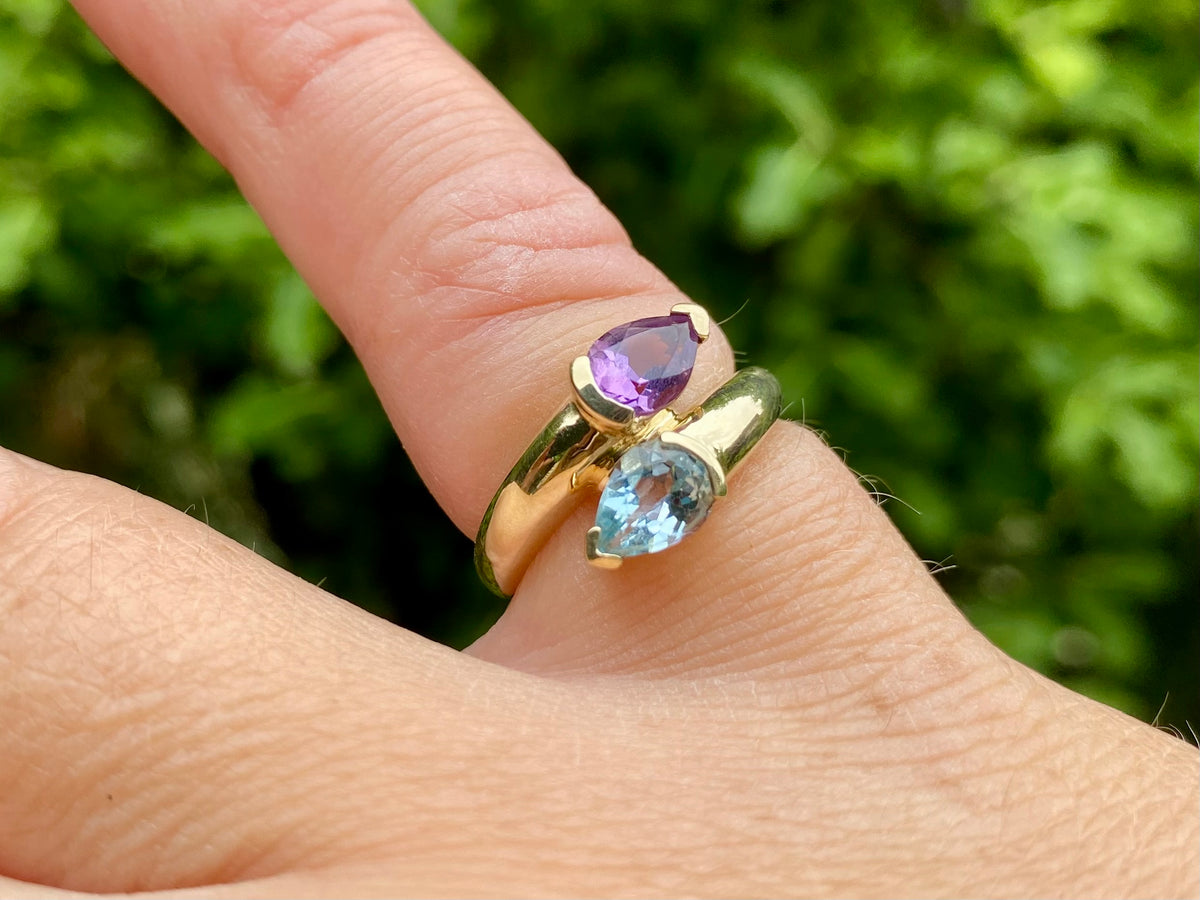 9ct Gold Topaz & Amethyst Ring