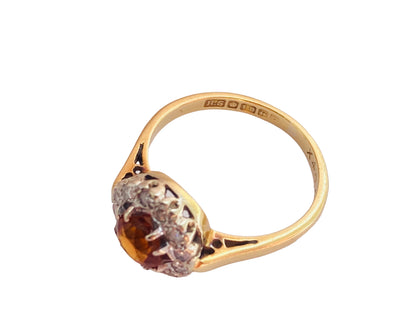 18ct Gold Citrine & Diamond Ring