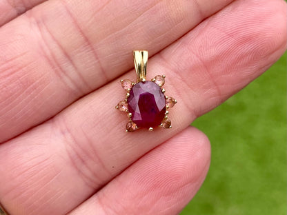 9ct Gold Ruby & Pink Tourmaline Pendant
